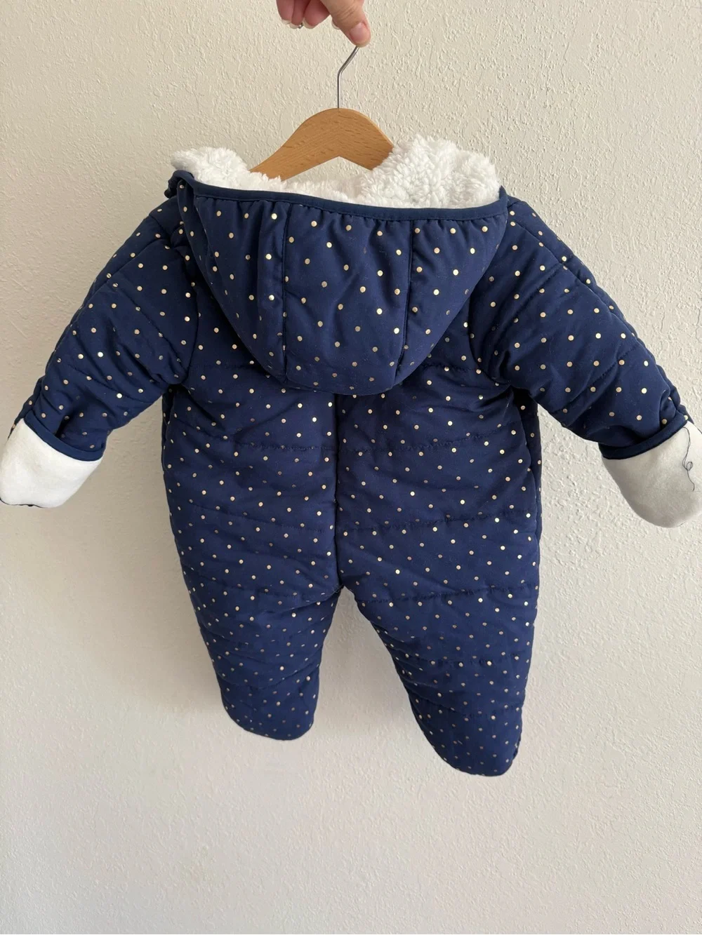 OshKosh B'gosh Navy Quilted snowsuit with Gold Dots
